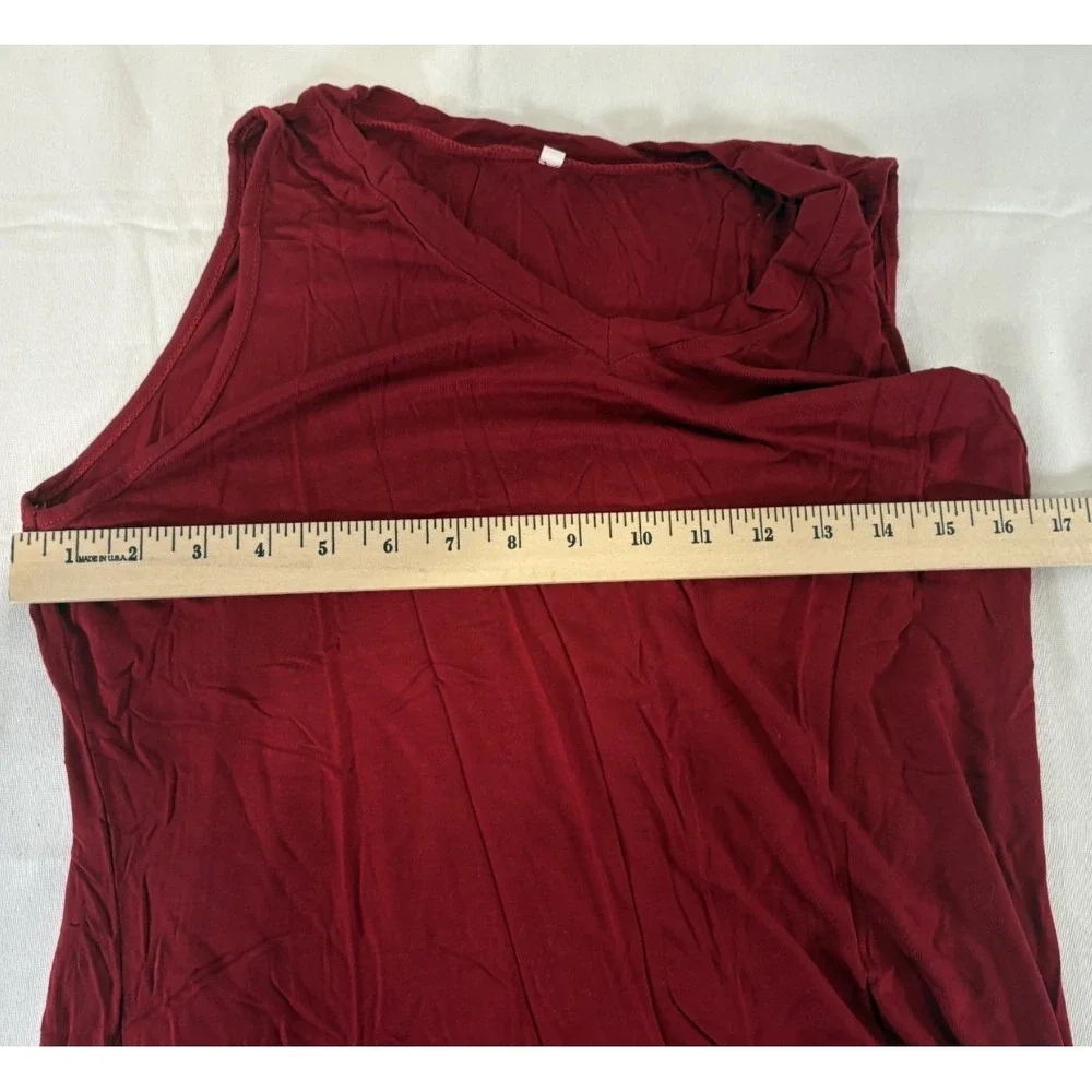 Unbranded Women's Maroon Red Wide Strap V Neck Tank Top Sleeveless Size M